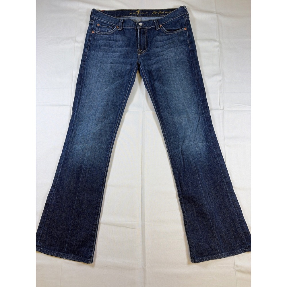 Y2K 7 For All Mankind Women's Flip Flop Bootcut Jeans Dark Wash Low Rise 29 USA